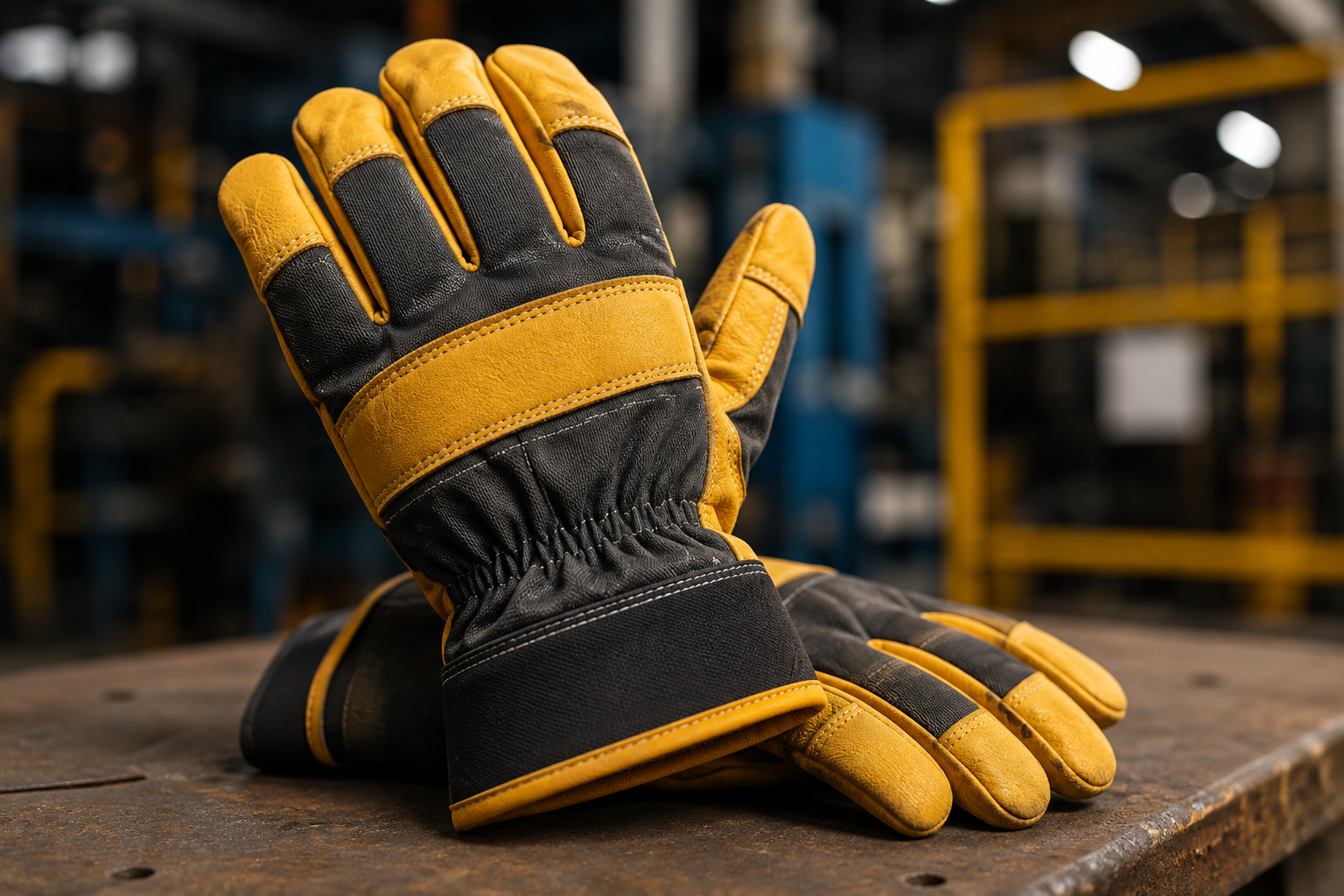 Industrial safety gloves for hand protection in demanding work environments